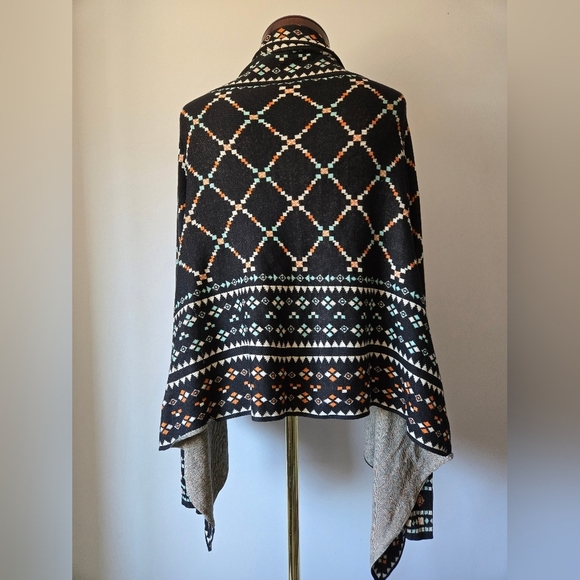 BCBG MAXAZARIA Silk/ Cotton Blend Geometric Patterned Open Cardigan. XS - Picture 5 of 11
